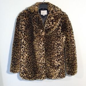 NWOT Leopard faux fur coat
